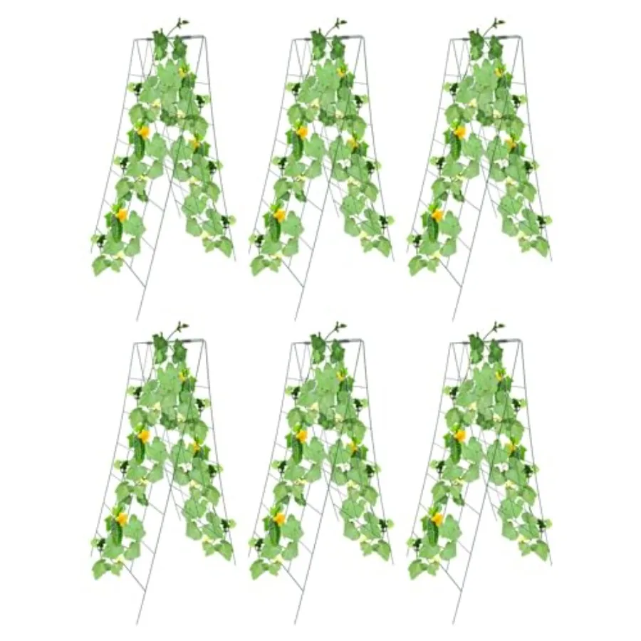 

Garden cucumber trellis for raised beds foldable A-frame design black metal 23.6 W x 54 H rust-resistant and sturdy support for