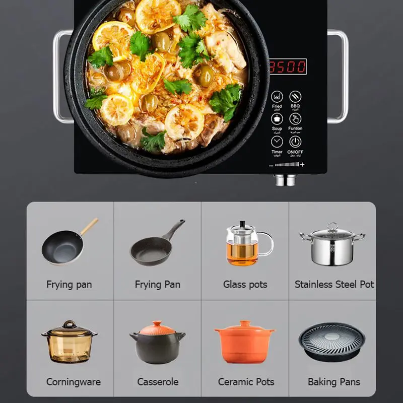 DMWD 110/220 فولت 3500 واط المنزلية التعريفي طباخ الكهرومغناطيسية فرن مقاوم للماء موقد كهربائي الذكية اللمس التحكم لوحة التدفئة