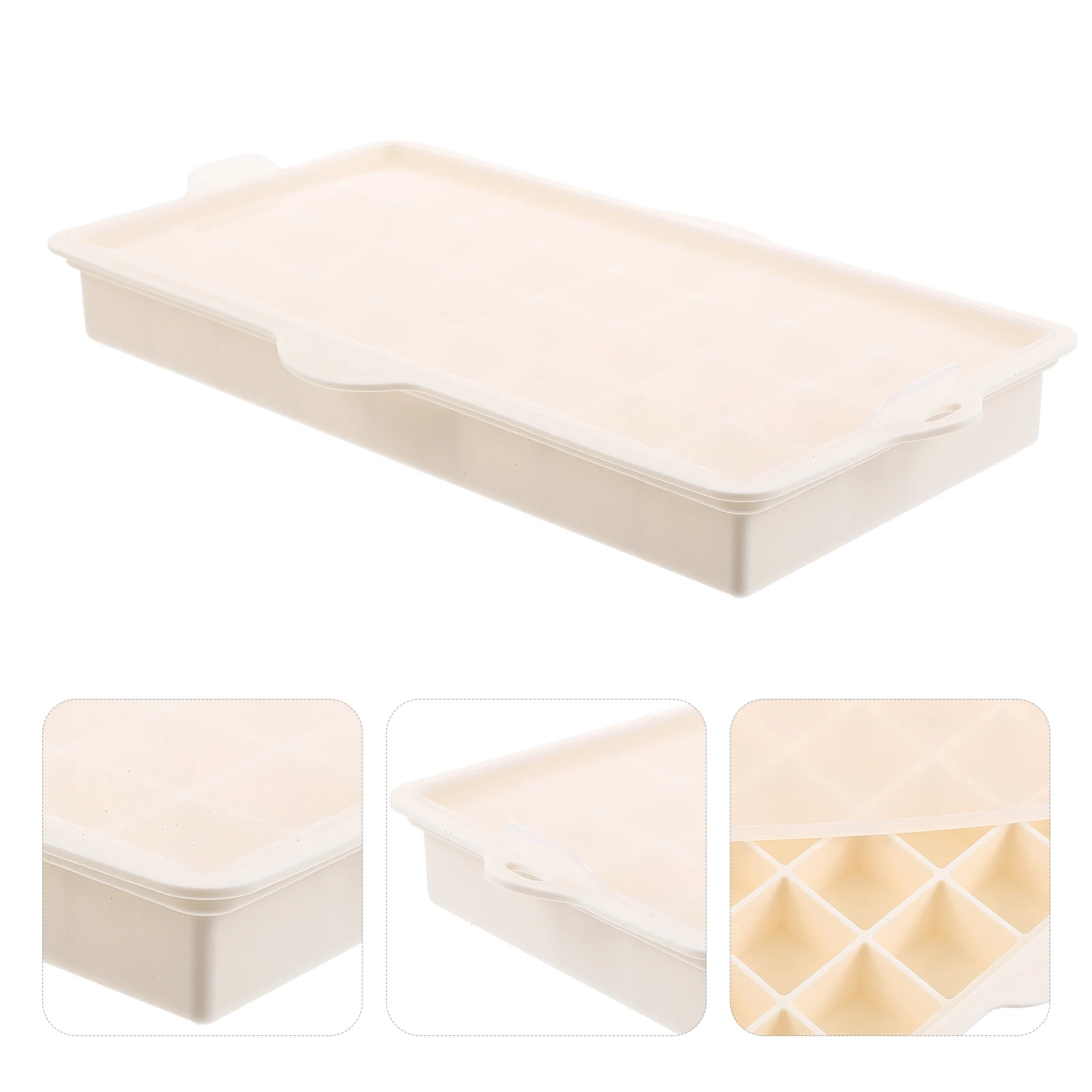

Premium Silicone Square Cube Tray Mold Easy Demoulding Mold With Lid For Freezer Household Kitchen Ice Grid Maker Long-Lasting