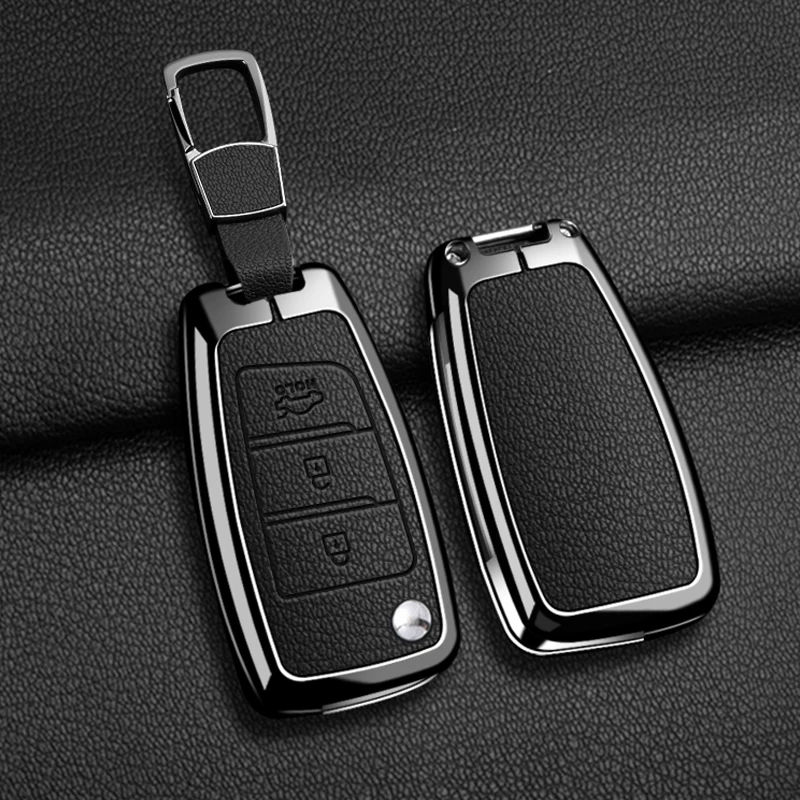

Автомобильный флип-чехол для ключей Hyundai Elantra Solaris Tucson I30 I35 I40 KONA Genesis Santa Fe Azera, защитный брелок из цинкового сплава