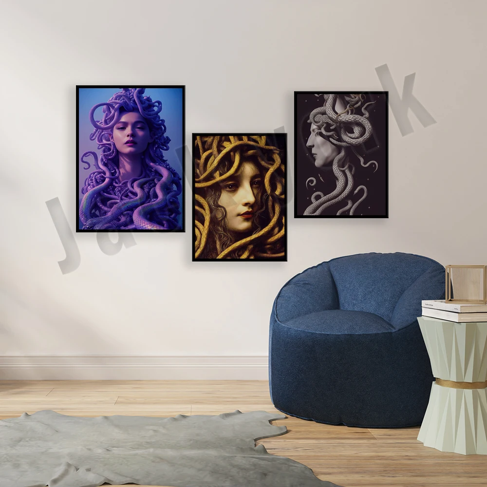 Medusa Mystery Art Deco Poster - Surreal Art Print, Gothic Wall Art Home Decor