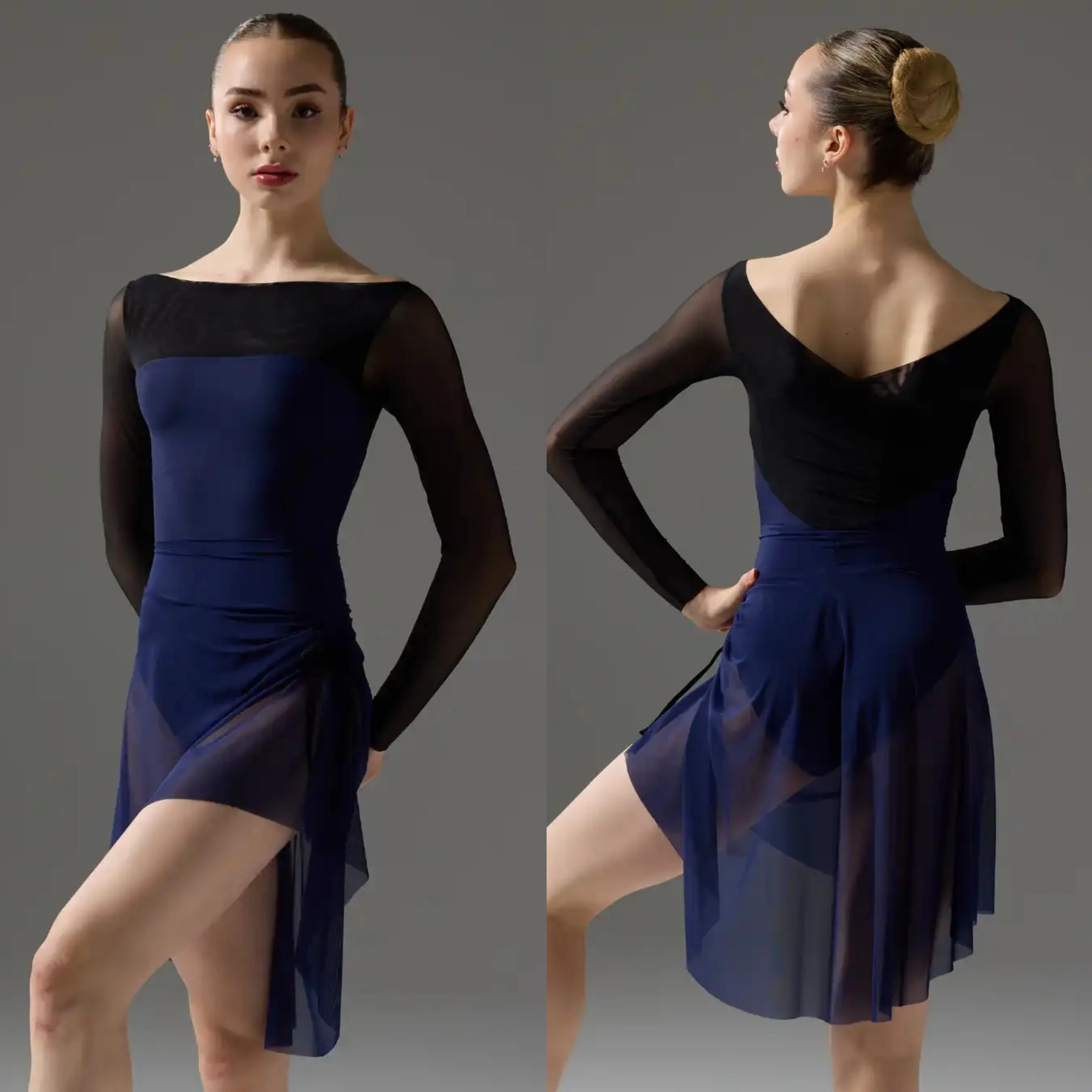 結合バレエ体操ドレス、女性成人美術試験ダンスドレス、練習ドレス、長袖エアリアルヨガドレス、ボディドレス