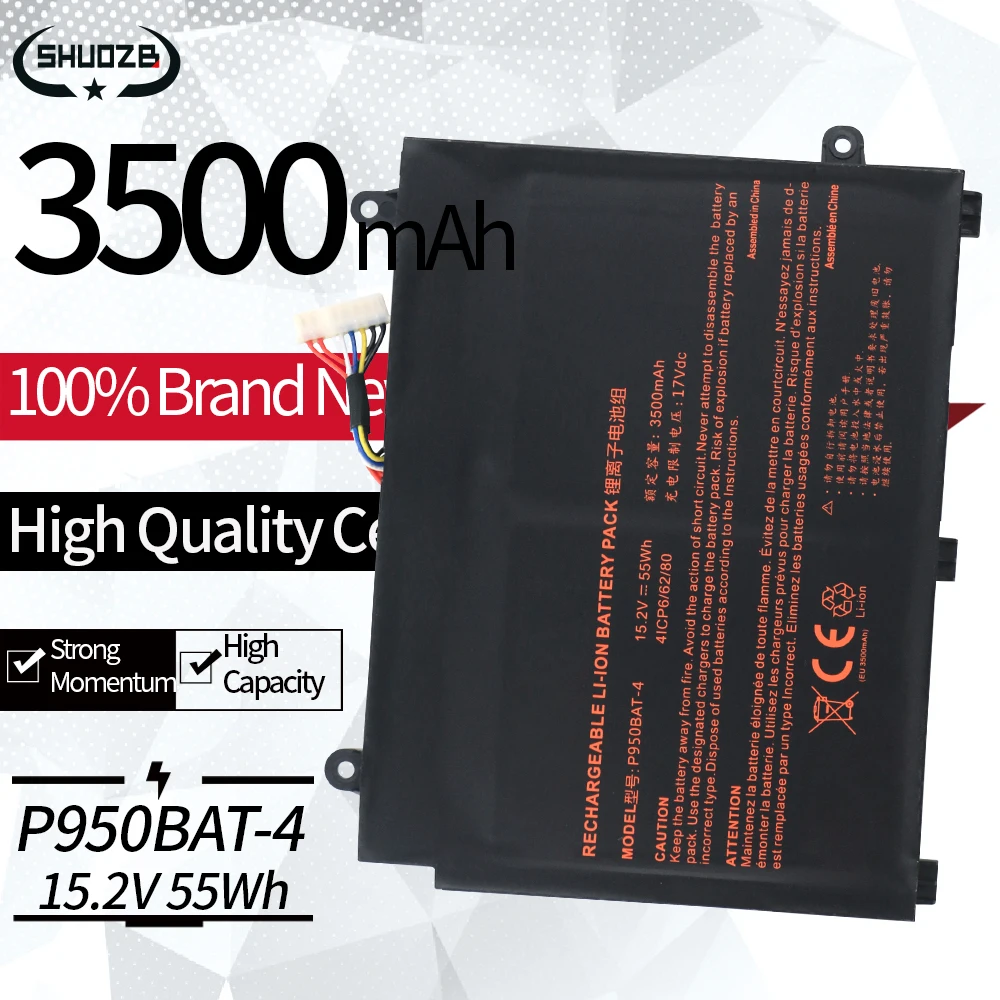 

6-87-P950S-52B01 P950BAT-4 Laptop Battery For Clevo P955EP6 P950HP6 P957KP6 P955HP6 P955ER Eurocom Q5 Q6 Hasee KINGBOOK T96E T97