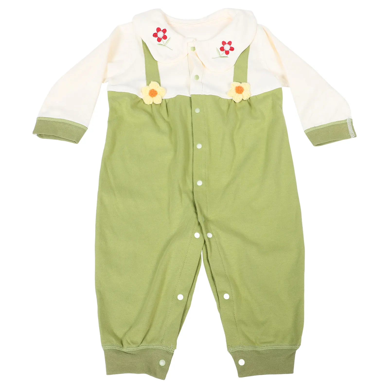 

Cotton Long Sleeve Bodysuit Newborn Baby Clothes Adorable Turn Down Collar Comfortable Outing Wear Spring Autumn Toddler