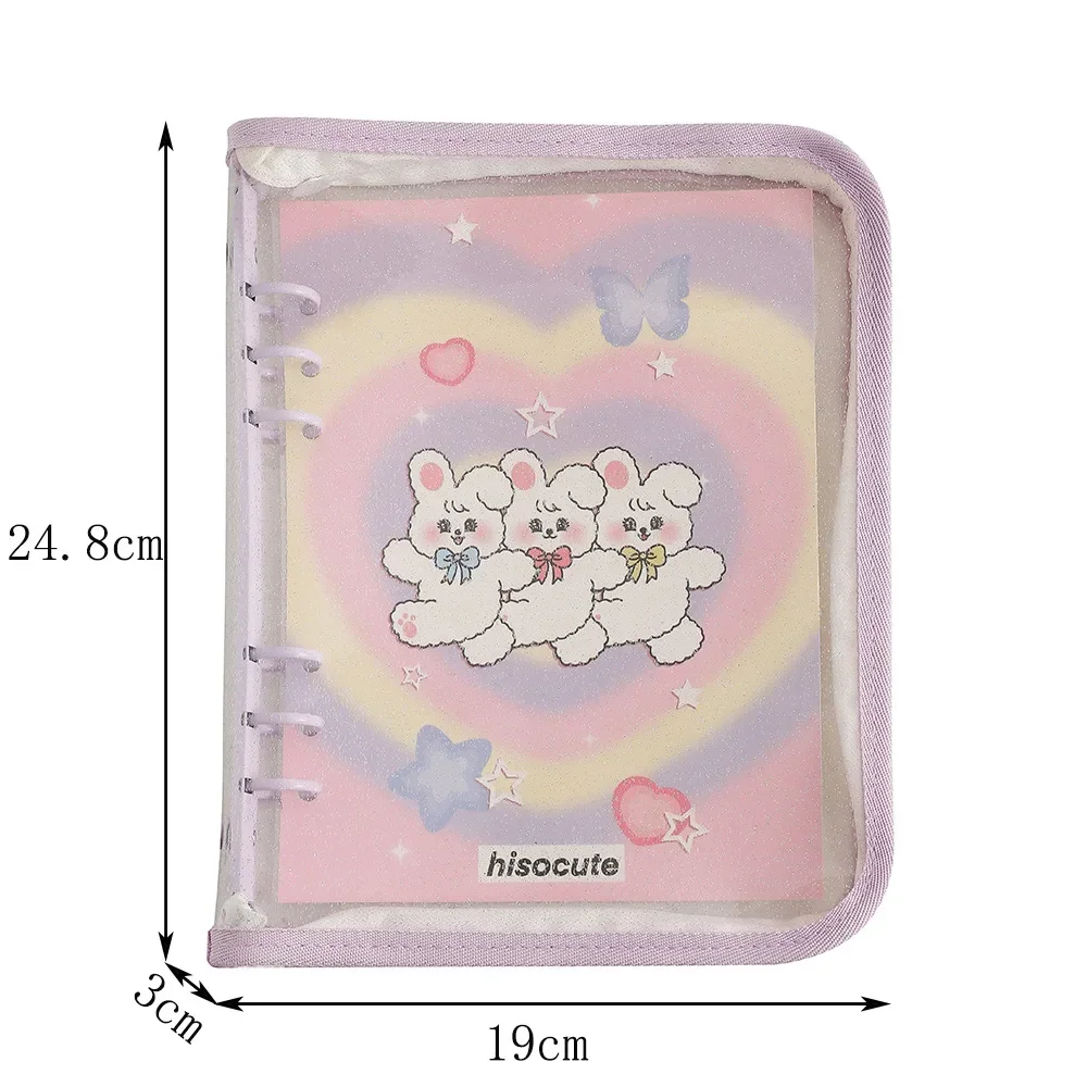 Kawaii A5 Zipper Binder Collect Book PVC Refill Organizer DIY Journal Dairy Transparent Kpop Idol Photo Album Holder Stationery