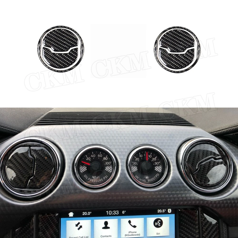 

Carbon Fiber Dashboard Trim AC Air Condition Vent Outlet Frame Cover Rings Stickers For Ford Mustang 2015 -2019