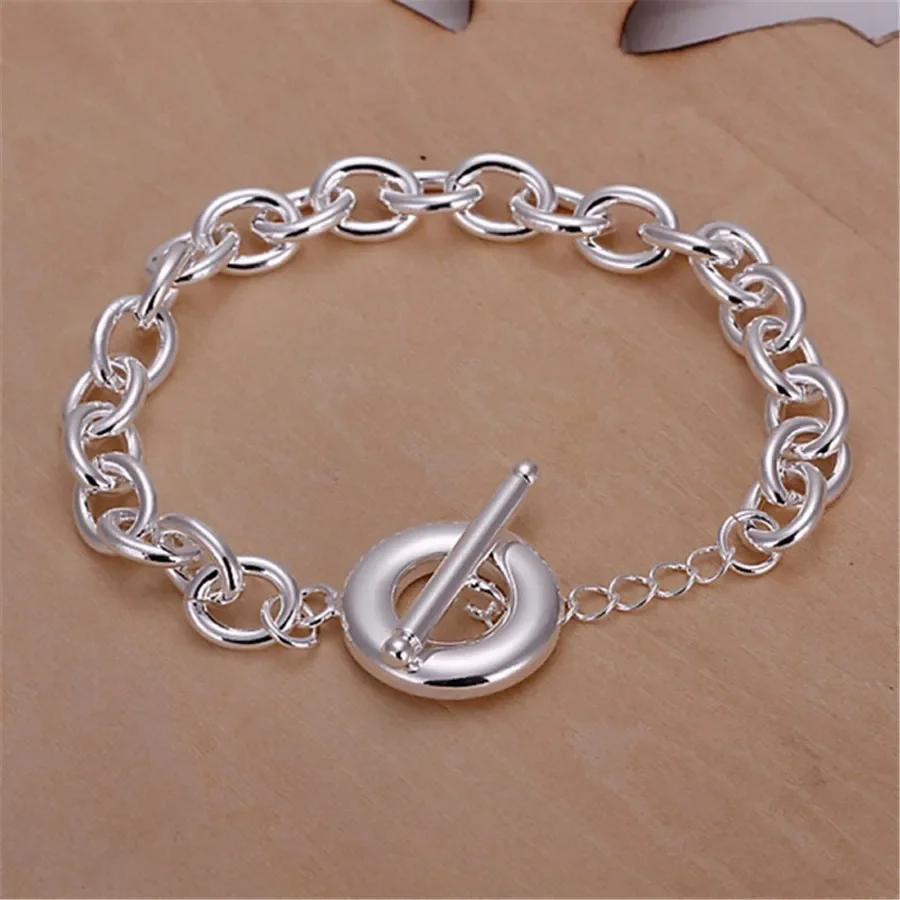 

Hot New 925 Sterling Silver Bracelets Elegant Wild Chain For Women Men High Quality Wedding Party Christmas Gift Fashion Jewelry
