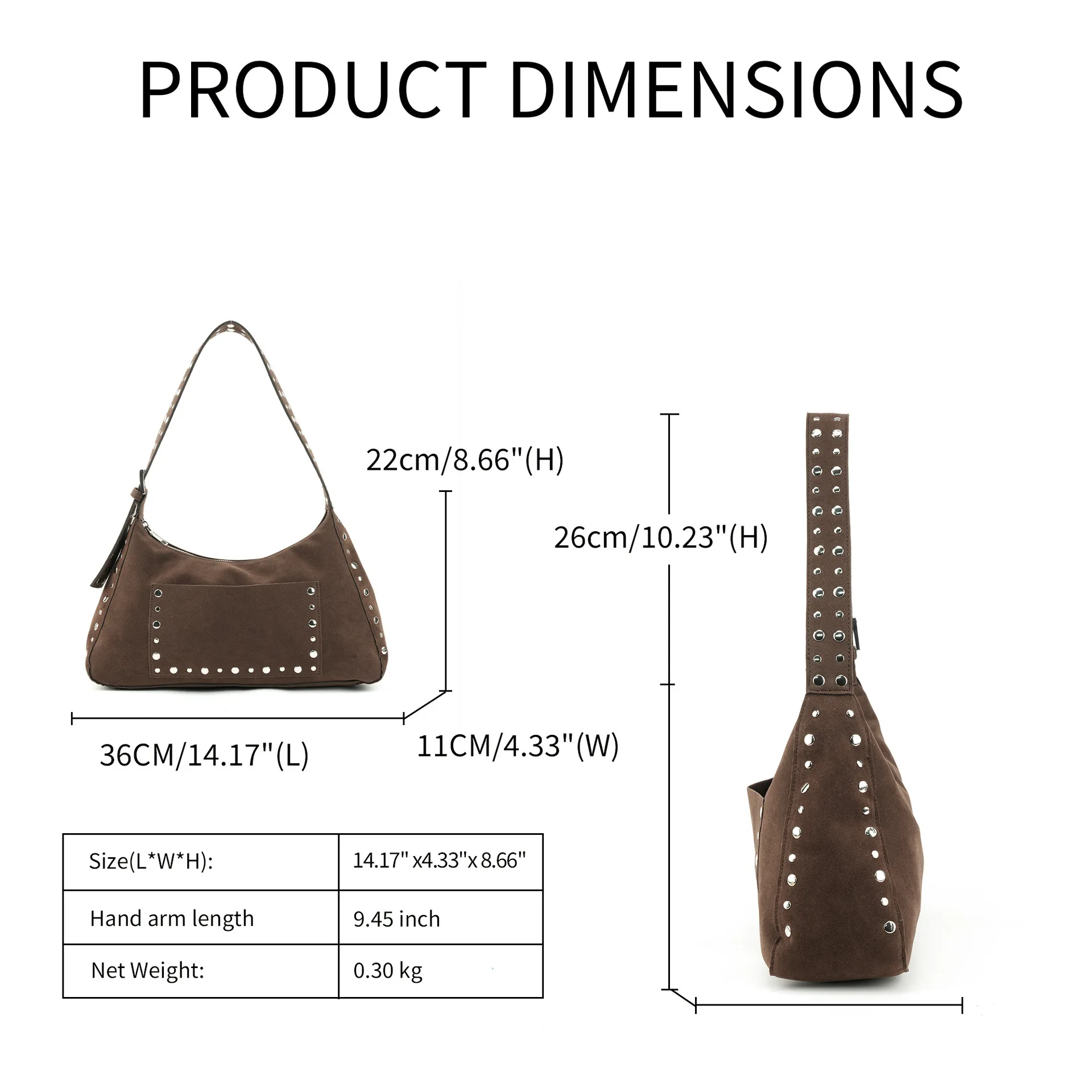 نصف القمر برشام الإبط حقائب للنساء الشرير رصع حمل حقيبة كتف فو الجلد المدبوغ المتسوق المحافظ مصمم حقائب اليد الإناث مخلب