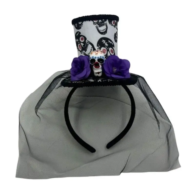 652F Unique skelethoofdband met mesh -overlay headpieces Party Headwar