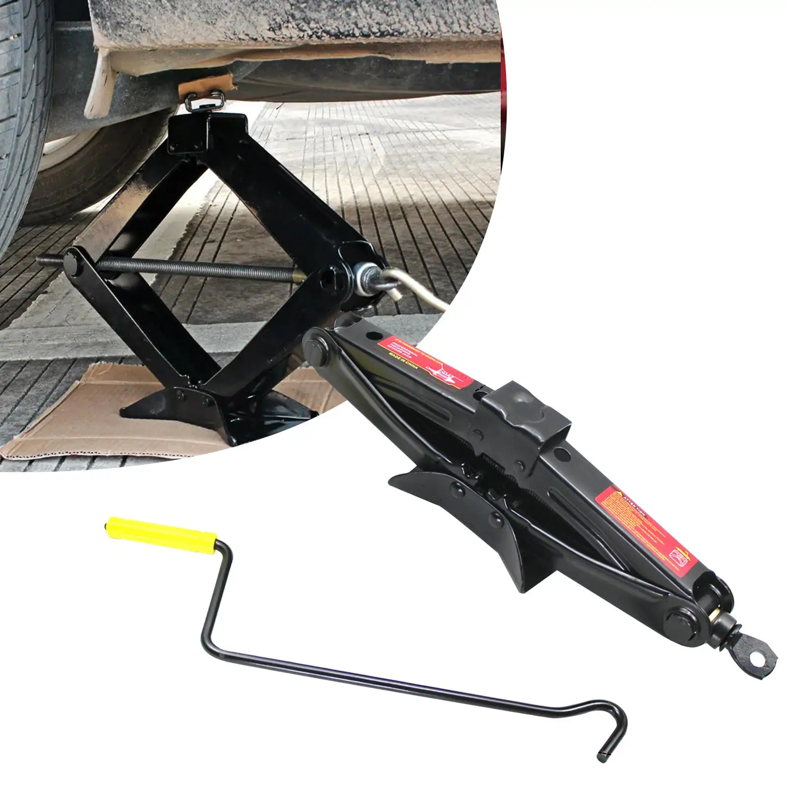 1.5 Ton Sturdy Practical Black Emergency Tool Professional Steel Car Jack Repair Tire Jack for Automobile MPV Vehicle Truck