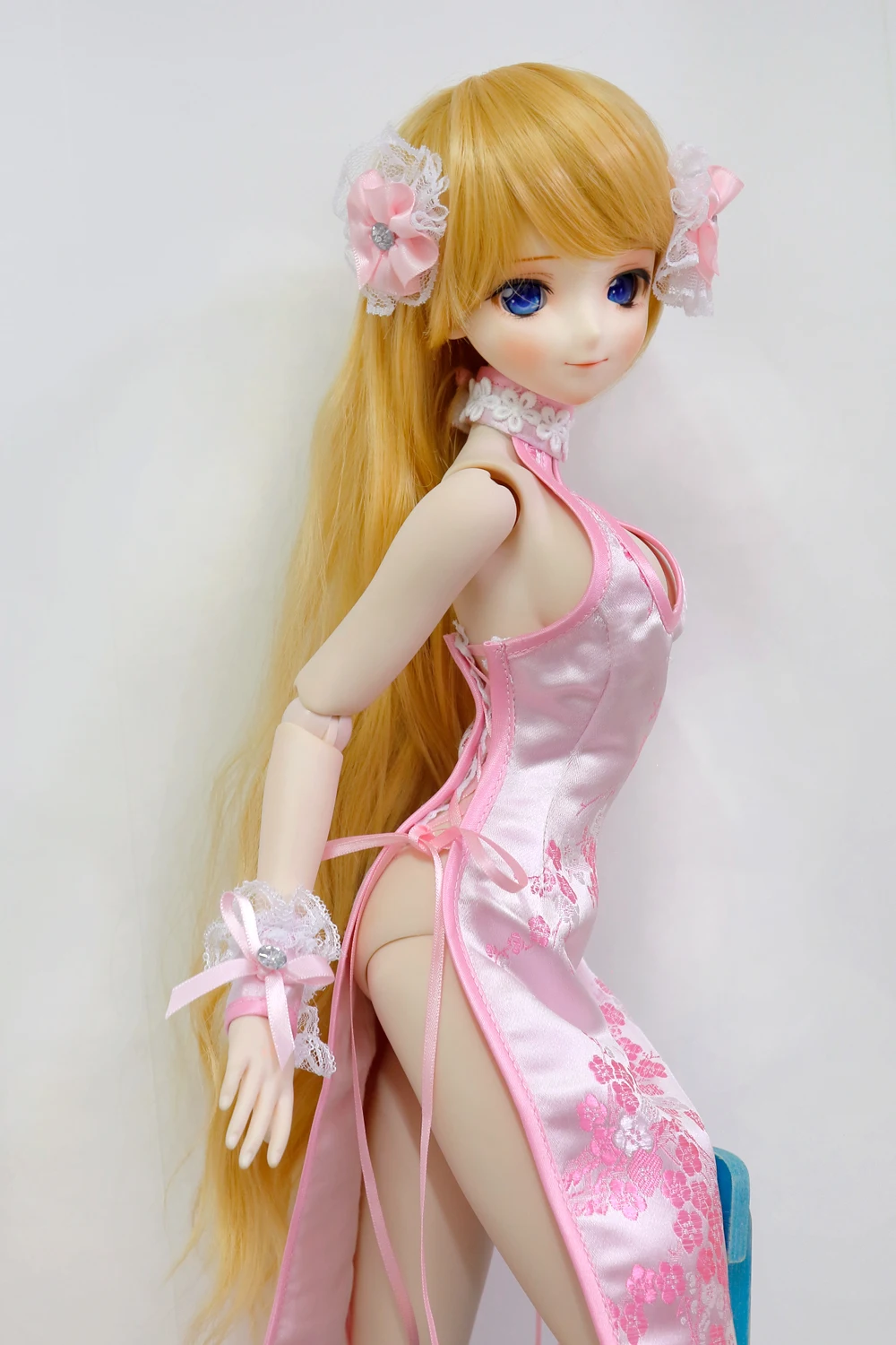 [wamami] Pink/White Stain Dress Cheongsam For 1/4 MSD 1/3 SD DZ AOD DD BJD Dollfie