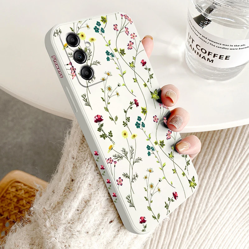 A 14 Yellow Sunflower Silicone Phone Case For Samsung A14 A12 A13 A15 A10 A24 A31 A33 A50S A30S A20S A23 A22 A42 A34 Cover