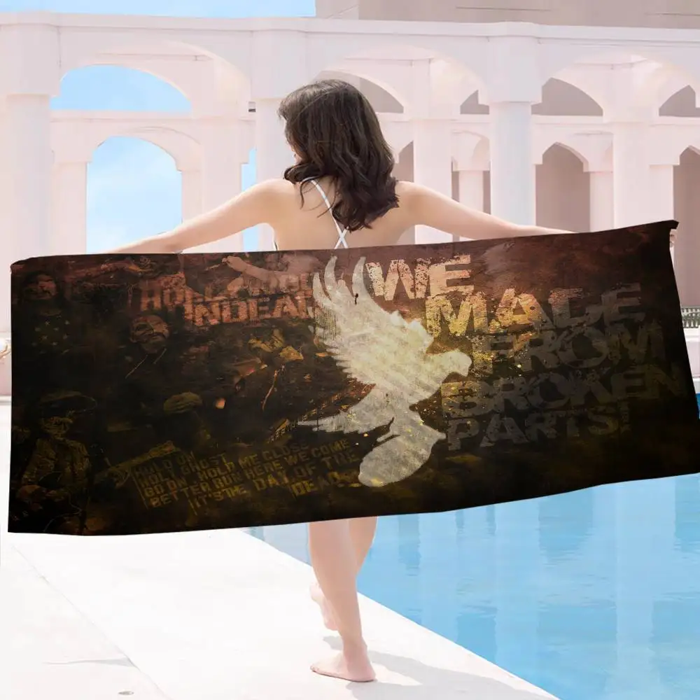 Rap Rock H-Hollywood Undead Band Anime Beach Swimming Towel Soft Absorbent Washcloth Gifts for Kids Travel Camping Gym