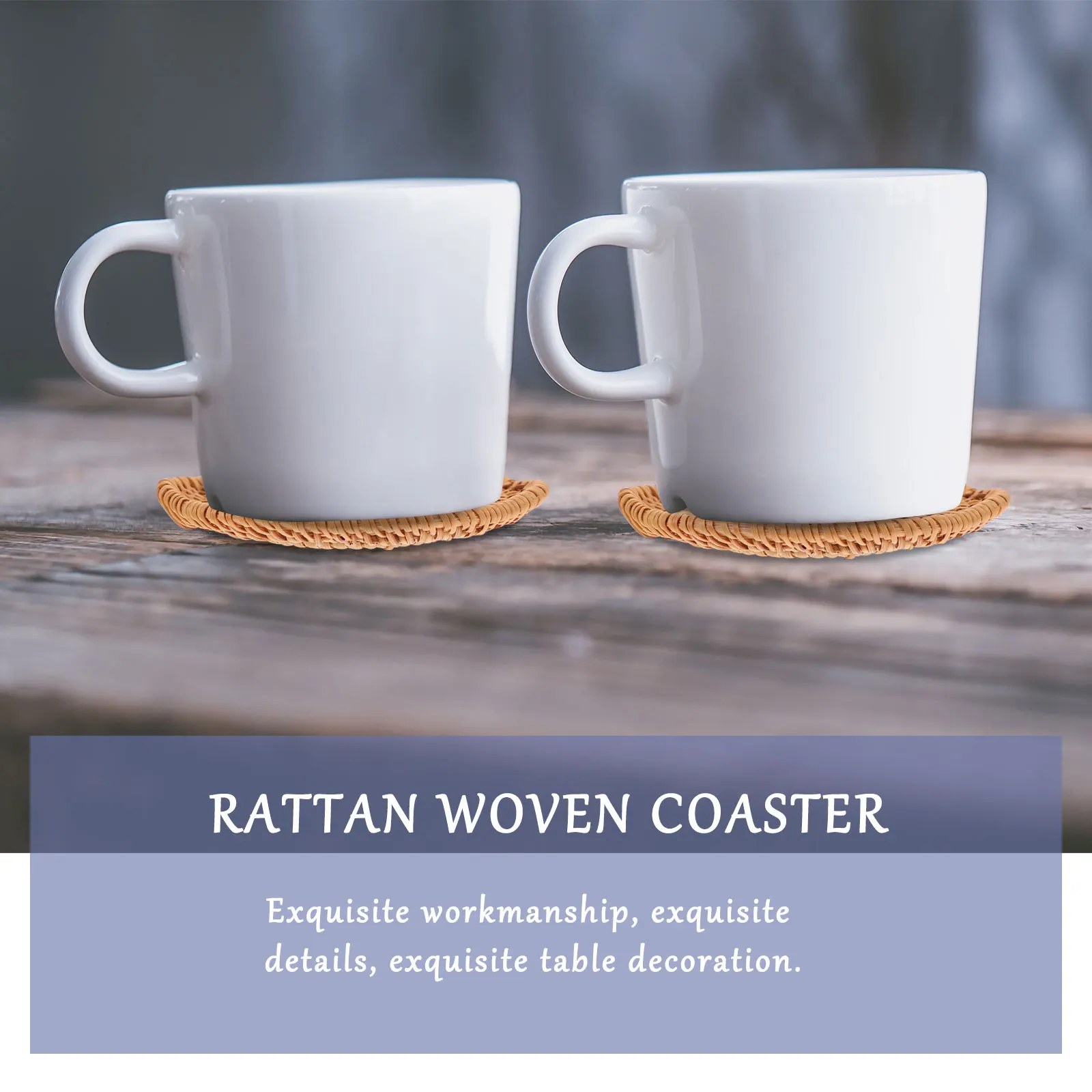

Rattan Woven Coasters Natural Material Heat Insulation Cup Mat Table Protection Home Office Decor Eco Friendly Water Resistant