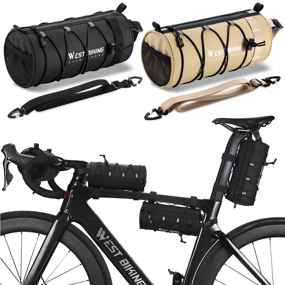 

2L Bicycle Handlebar Bag Waterproof Cycling Frame Pannier Bag Multi-Purpose Cycling Frame Tube Bag Reflective for Cycling Travel