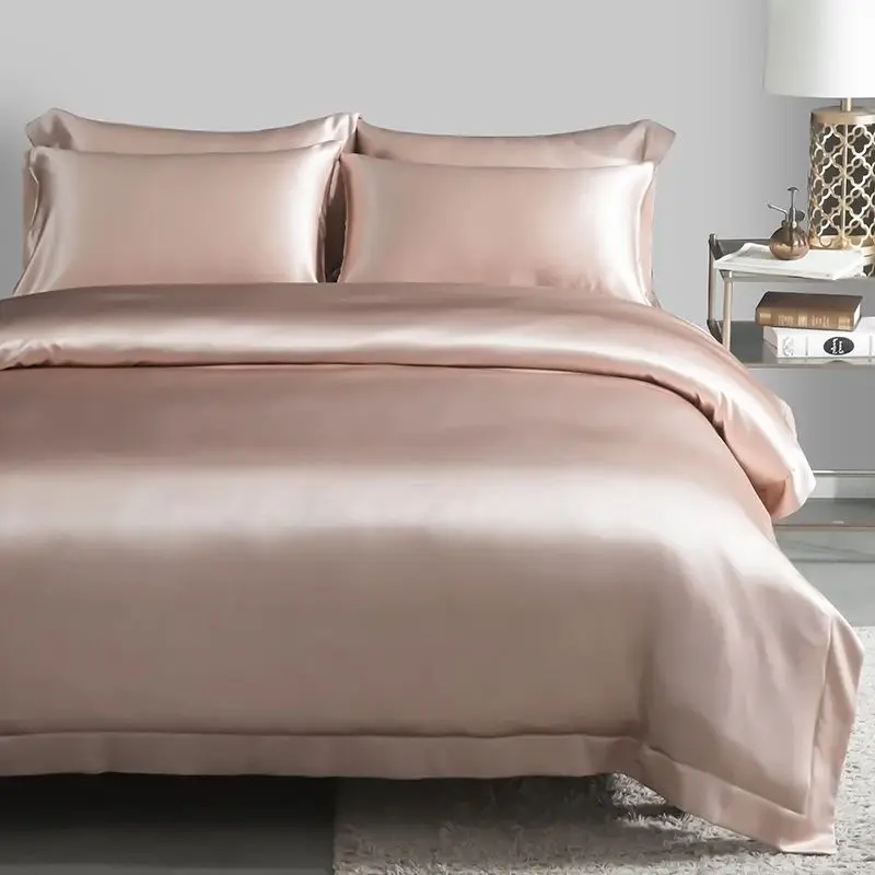 Pink Bedding Silk Like Satin Duvet Cover Set, Pink Girls Bedding Sets Queen