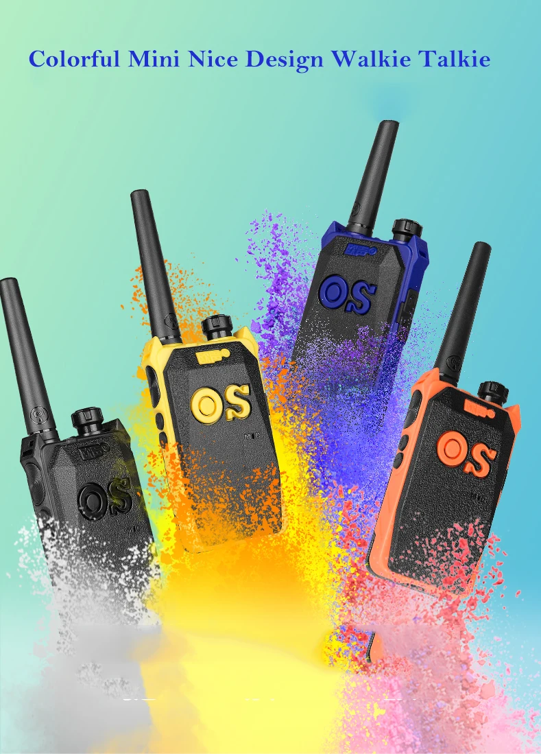 2PCS Colorful Mini Ham Radio OS-F99 License Free Voice Report UHF with Flashlight Two Way Radio