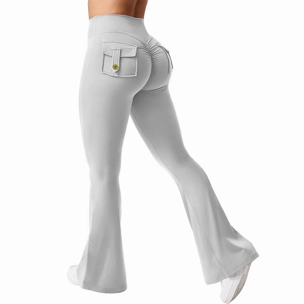 Fitness Yoga Leggings for Women Button Pocket Gym Leggings High Waist Butt Liftting Tights Leggins