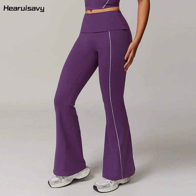 Hearuisavy Casual Workout Bell-bottomed Pants Women's Soft Sports Flares Push Up Fitness High Waist Sports Flared Leggings Women