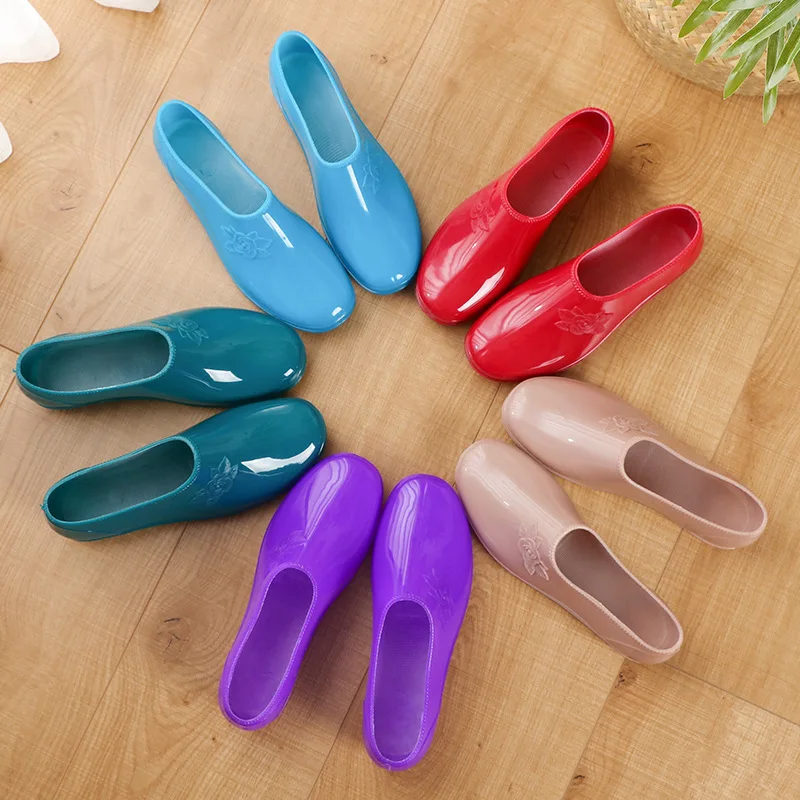 Summer Women Shallow Low-Cut Rain Shoes Lady Waterp Roof Non-Slip Short Boots Adult Work Safety Rubber Shoes Kitchen Cleaning