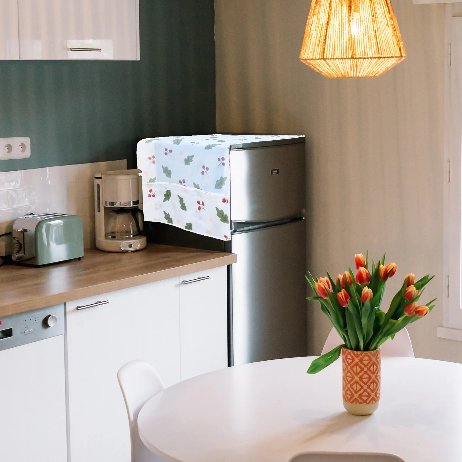 

3Pcs Refrigerator Cover Peva Waterproof Dirt-Proof Fridge Cover Easy Clean Double Zipper Side Opening Design for Kitchen Storage