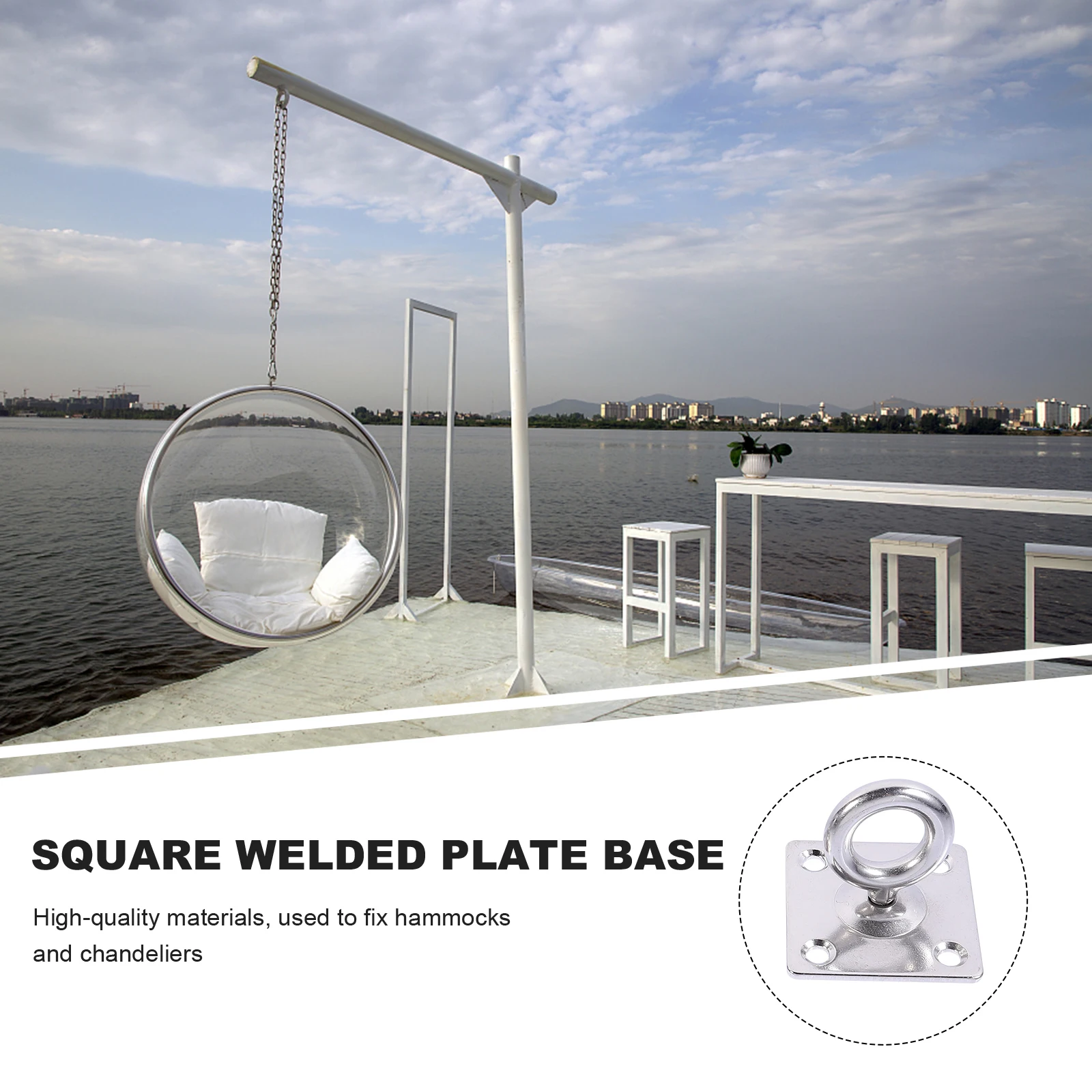 2 pezzi piastra passacavo fissa clip in metallo resistente sospensione a forma quadrata gancio da soffitto montaggio a parete argento durevole cuscinetto forte