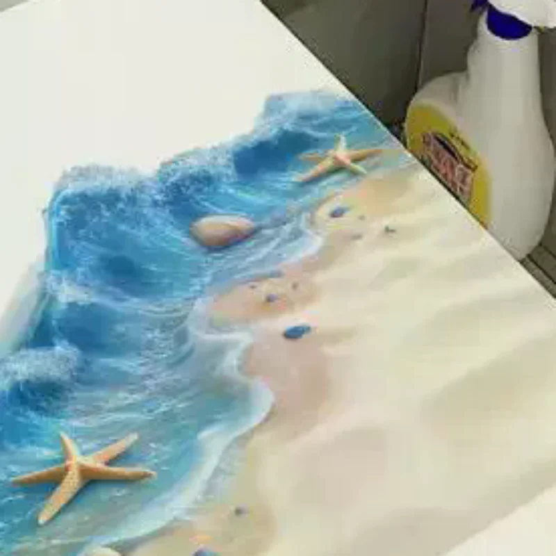 Ocean Wave Toilet Sticker Bathroom Realistic Beach Floor Decal Waterproof Anti-Slip Removable Bathtub Seashore Decoration