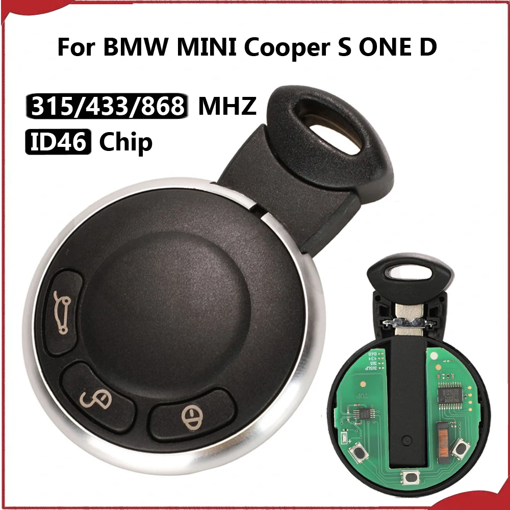 jingyuqin New Remote Smart Key For BMW MINI Cooper S ONE D Clubman Countryman Cabrio Car Lock 315MHz/433MHz/868MHz ID46 Chip