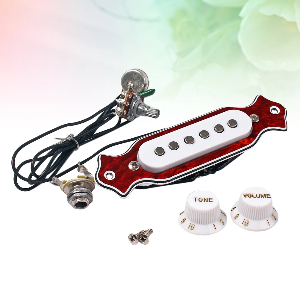 

Pre- 6 String Electric Cigar Box Guitar Magnetic Soundhole Pickup with Volume Tone Control Knob GMB324 Dark Red
