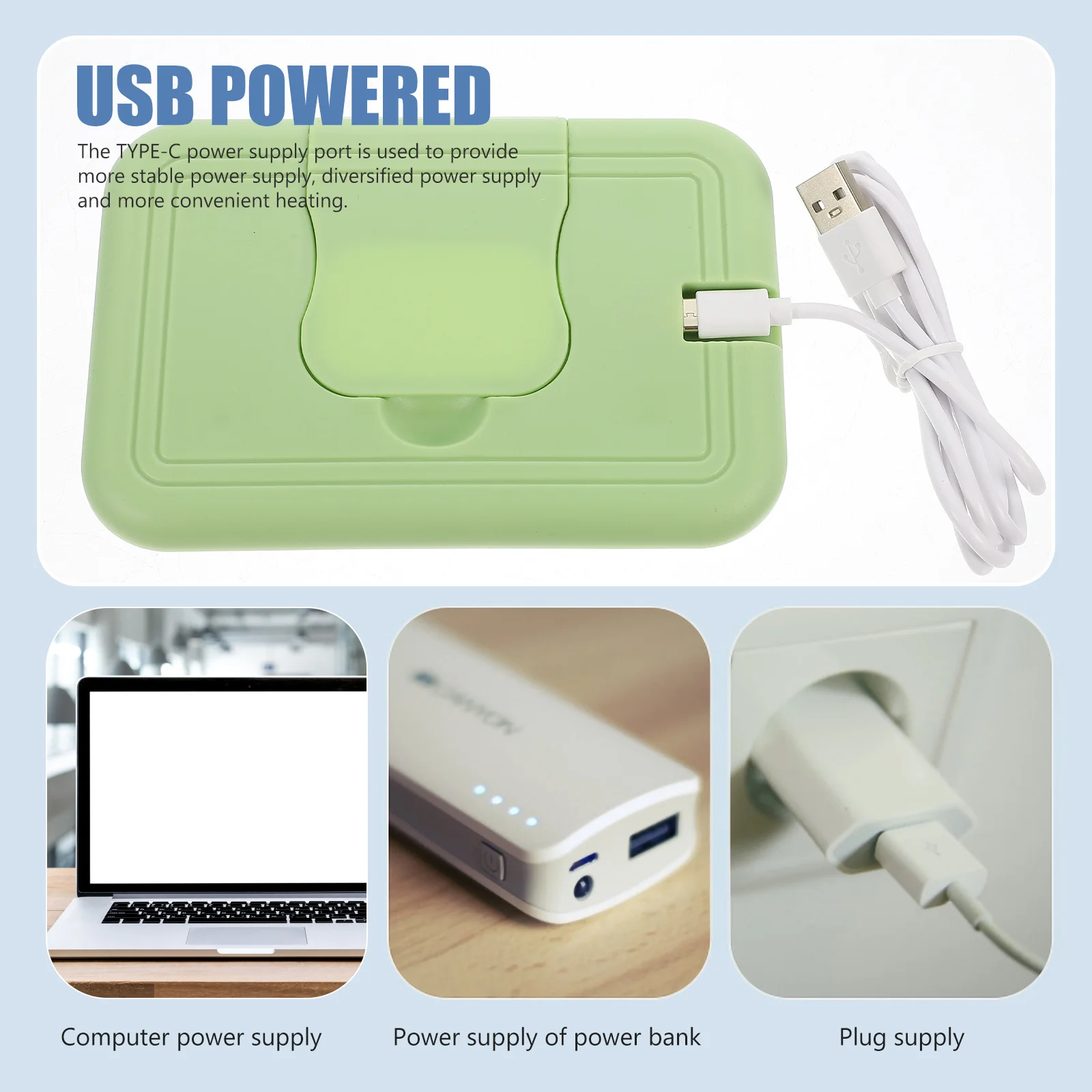 Baby Wet Wipe Warmer Portable Lightweight Tissue Heater Temperature Control for Home Travel Baby Tissue Warmer