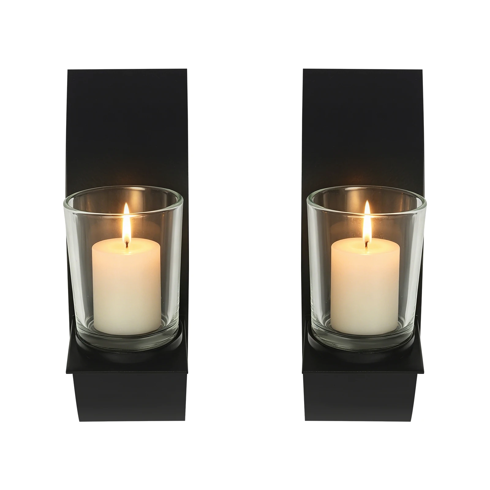 1 Paar schwarze, matte Wandkerzenhalter, abnehmbare Kerzenbecher für Teelichter mit verstecktem Befestigungselement, modernes, geschwungenes Design, Wandmontierter Kerzenständer für Hochzeiten,