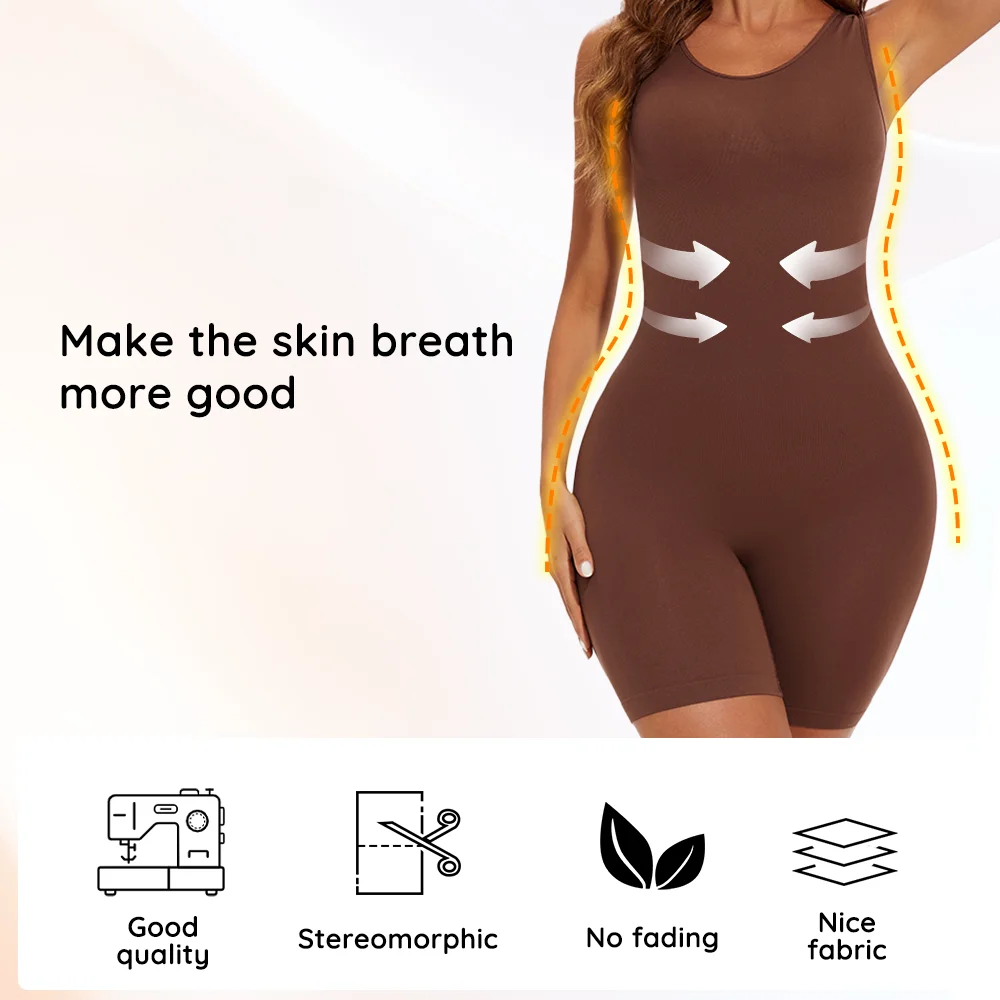 ALLBASE Seamless Bodysuit Bodysuit Butt Lifter Shapewear Waist Trainer Body Shaper Snactch Waist Shapewear Wide Shoulder Black