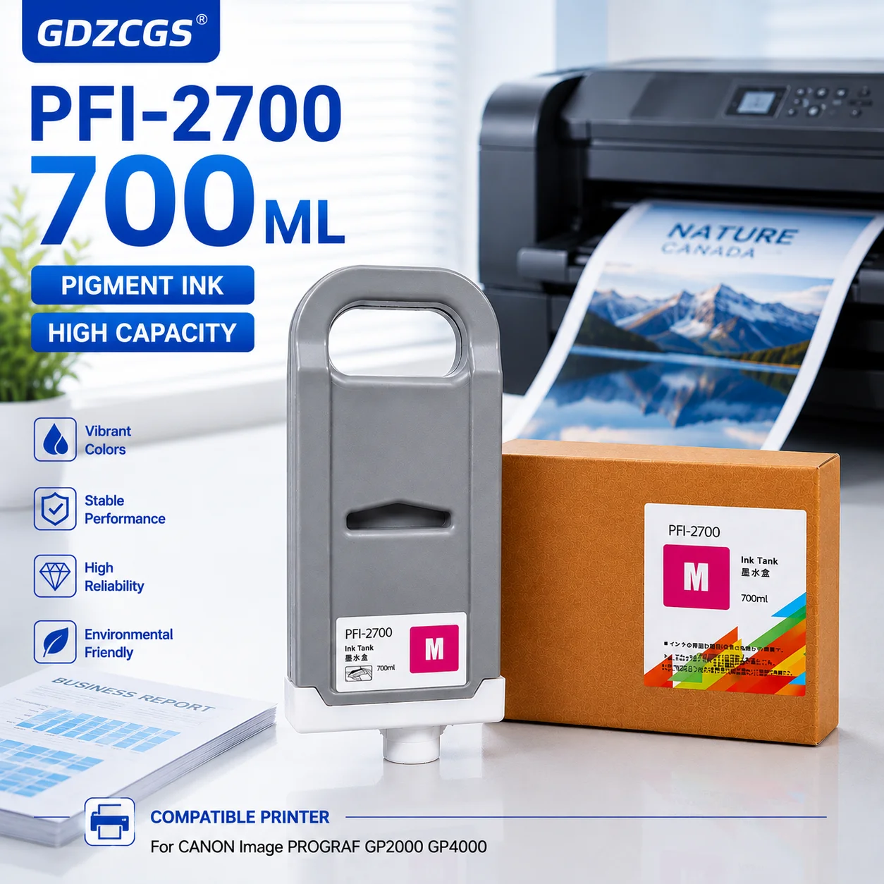 PFI2700 PFI-2700 Ink Cartridge for Canon Image PROGRAF GP-2000 GP-4000 GP 2000 4000 Large Format Printer 100% Work 700ml