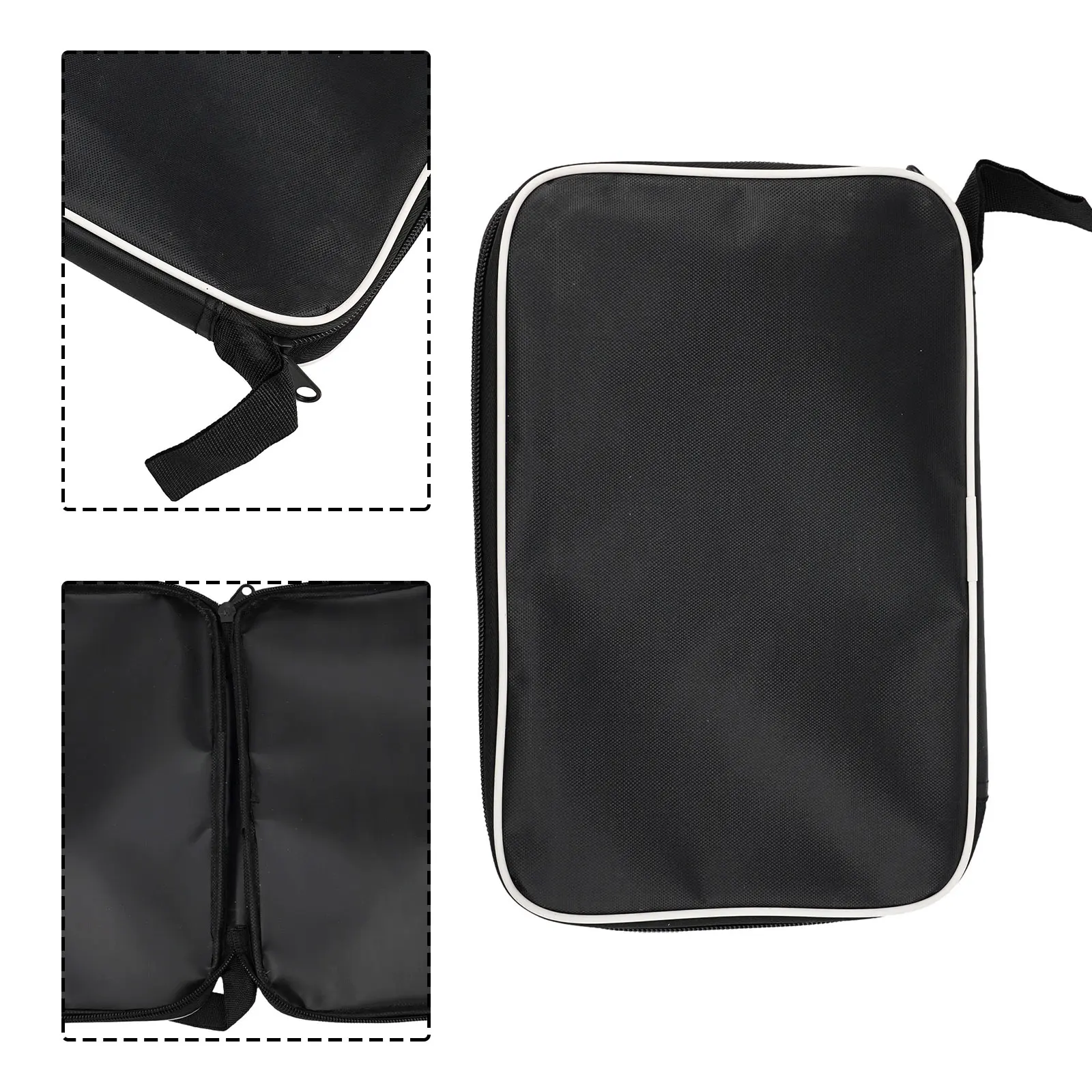 Portable Table Tennis Rackets Bag Ping-Pong Cases Zip Pocket Rectangle Paddles Case Storage Bag With Hand Strap
