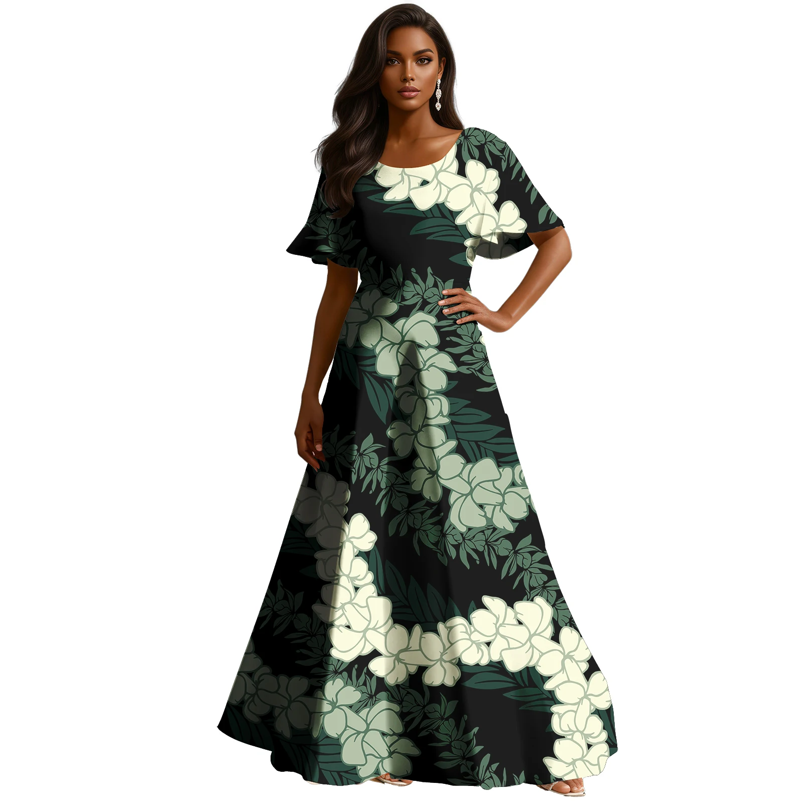 ملابس جزر آسيا والمحيط الهادئ ساموا بوليتاسي بولينيزيا القبلية ساموا طباعة السيدات فستان أنيق طويل الأكمام مضيئة المرأة #4