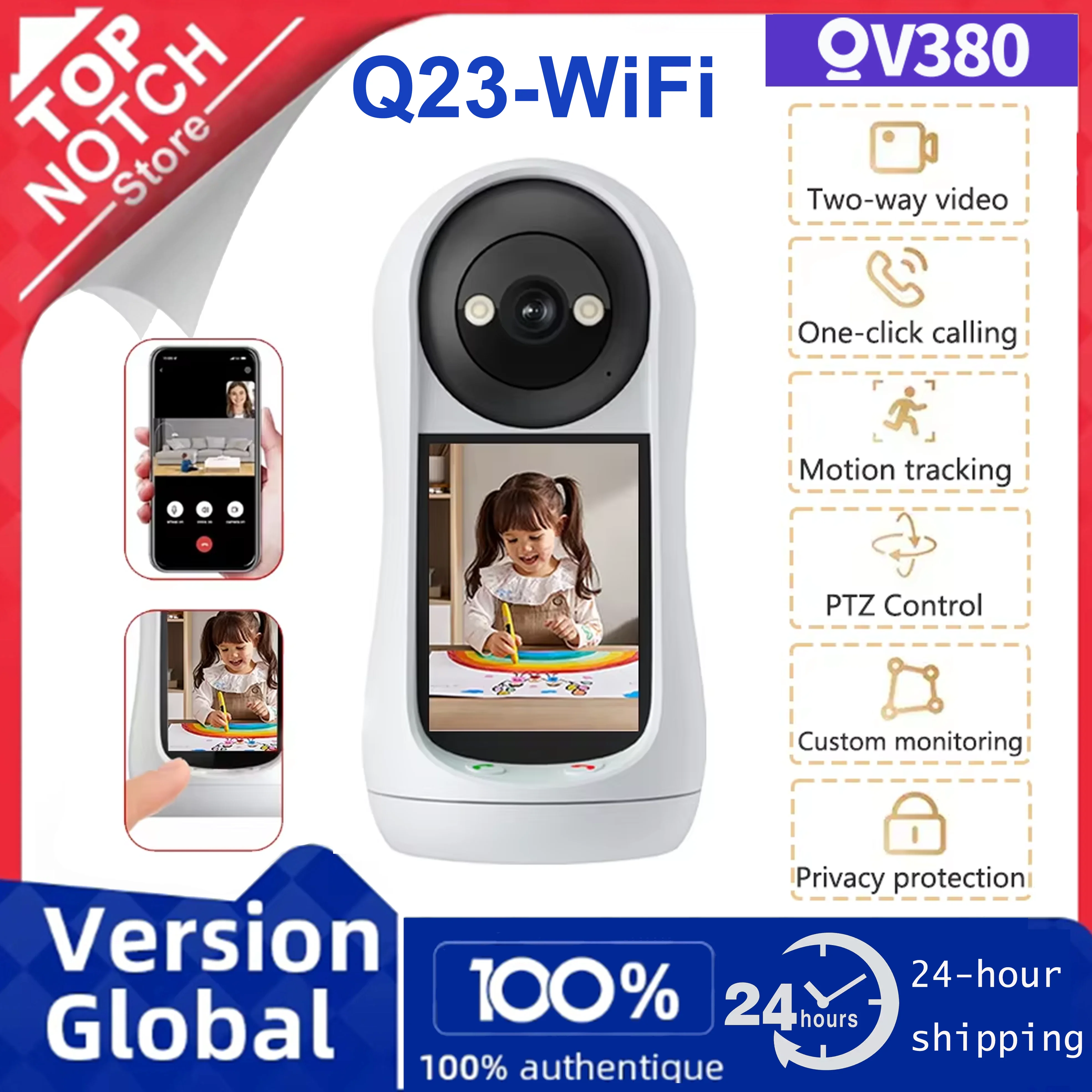 

V380 4MP 2K PTZ Wi-Fi камера Крытая радионяня Обнаружение плача Камера наблюдения за видеовызовом в один клик Защита дома