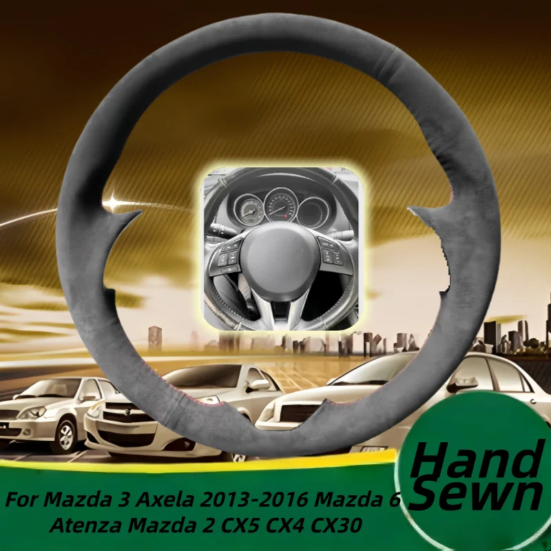 

Hand-Sewn Genuine Leather Car Steering Wheel Cover For Mazda 3 Axela 2013-2016 Mazda 6 Atenza Mazda 2 CX5 CX4 CX30 Accessories