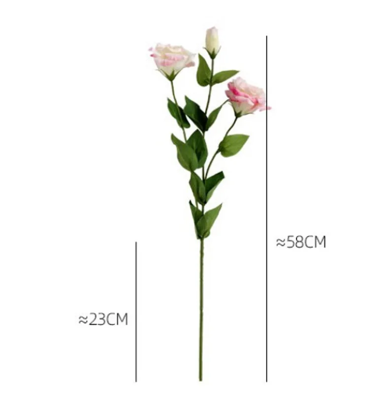 3 Stück 3-zackige Eustoma-Blumen, feuchtigkeitsspendende künstliche Lisianthus-Blumen, Innendekoration, Azaleen für Hochzeitsfeier, Foto-Requisiten – Detail 3