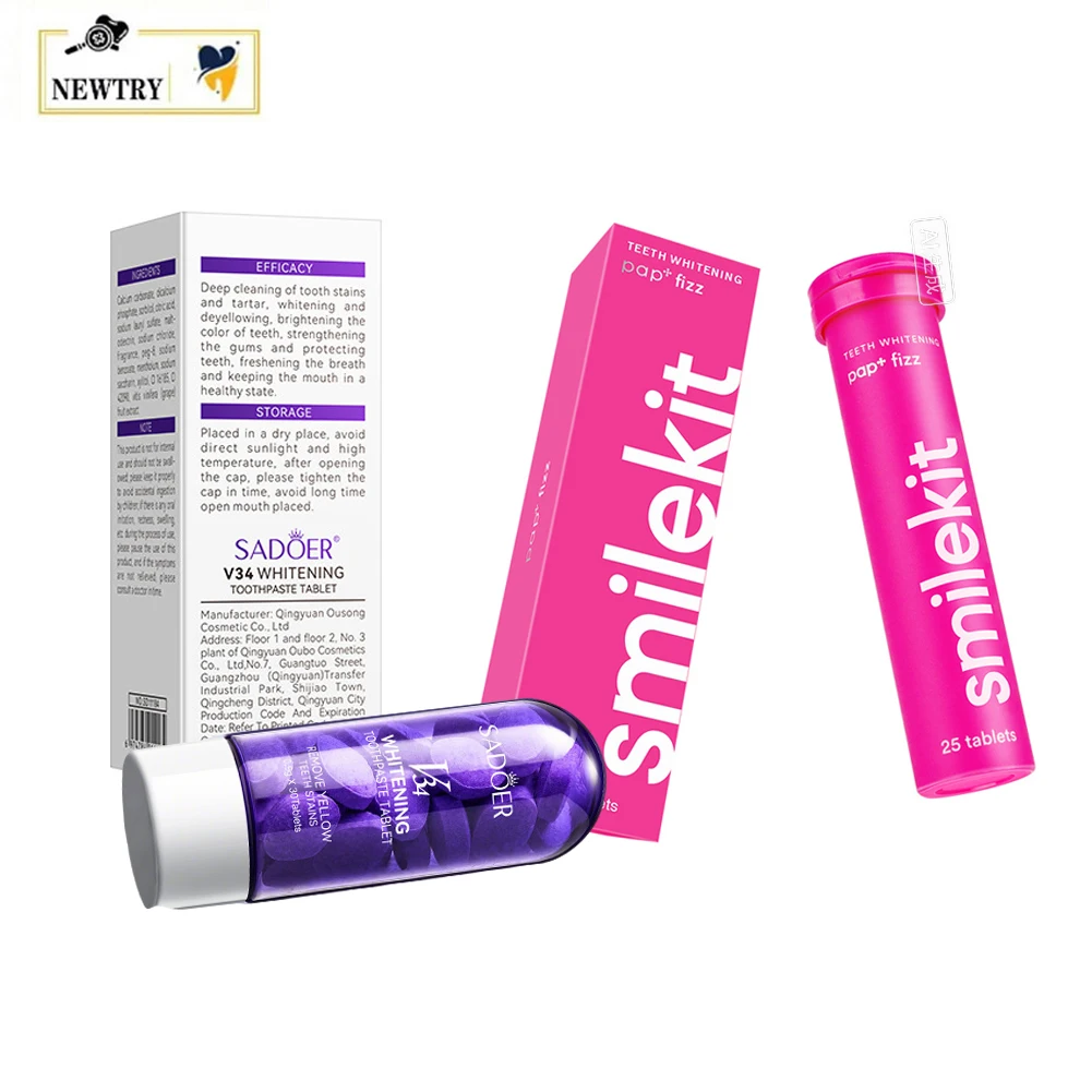 

Wholesale 10 Boxes Solid Toothpaste Tablets V34 PAP Tooth Stains Tartar Mouth Cleaning Bright Chewable Foam Probiotic Toothpaste