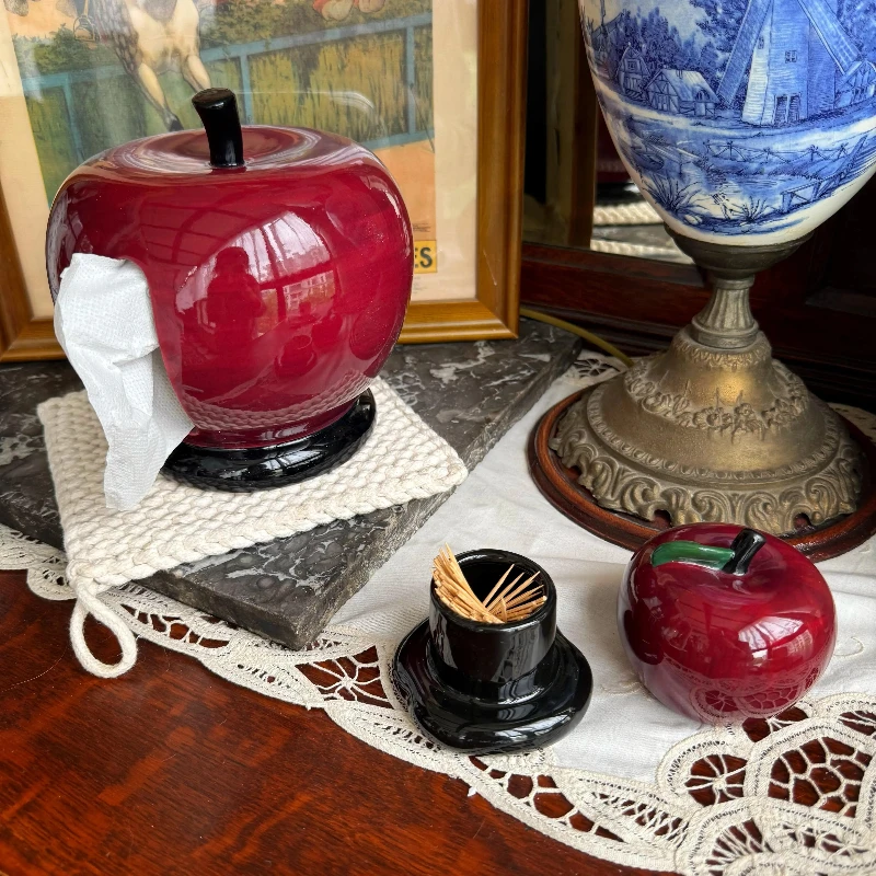 Christmas Apple Ceramic Tissue Box Holder Vintage Home Decor for Cafe Cute Mini Toothpick Container Gift Idea Cute Pillow Hot