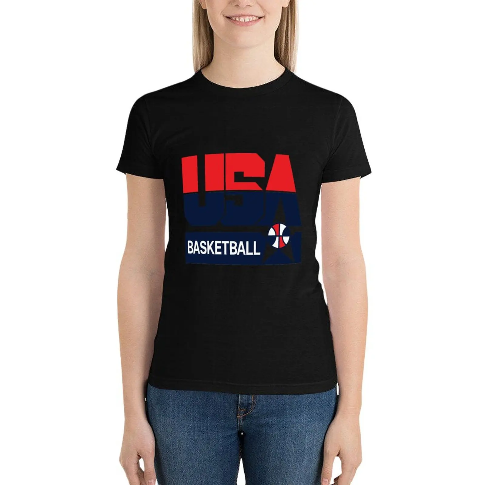 usa basket T-Shirt cute clothes tops cute tops Blouse funny t shirts for Women