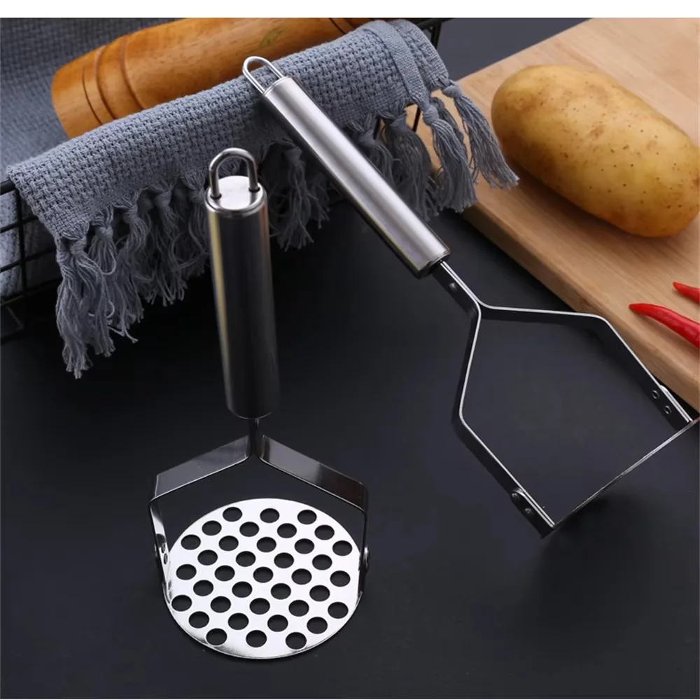 

Kitchen Gadget Stainless Steel Potatoes Masher Rust-proof Handheld Potato Presser Hangable Household Fruit Puree Maker Vegetable