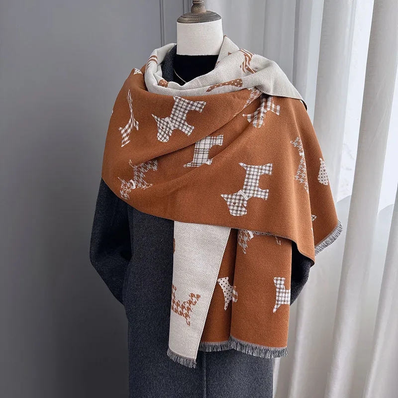 

Winter Cashmere Scarf Women Sweet Horse Print Female Shawl Wrap Scarves Lady Thick Warm Blanket Gift Echarpe Pashmina