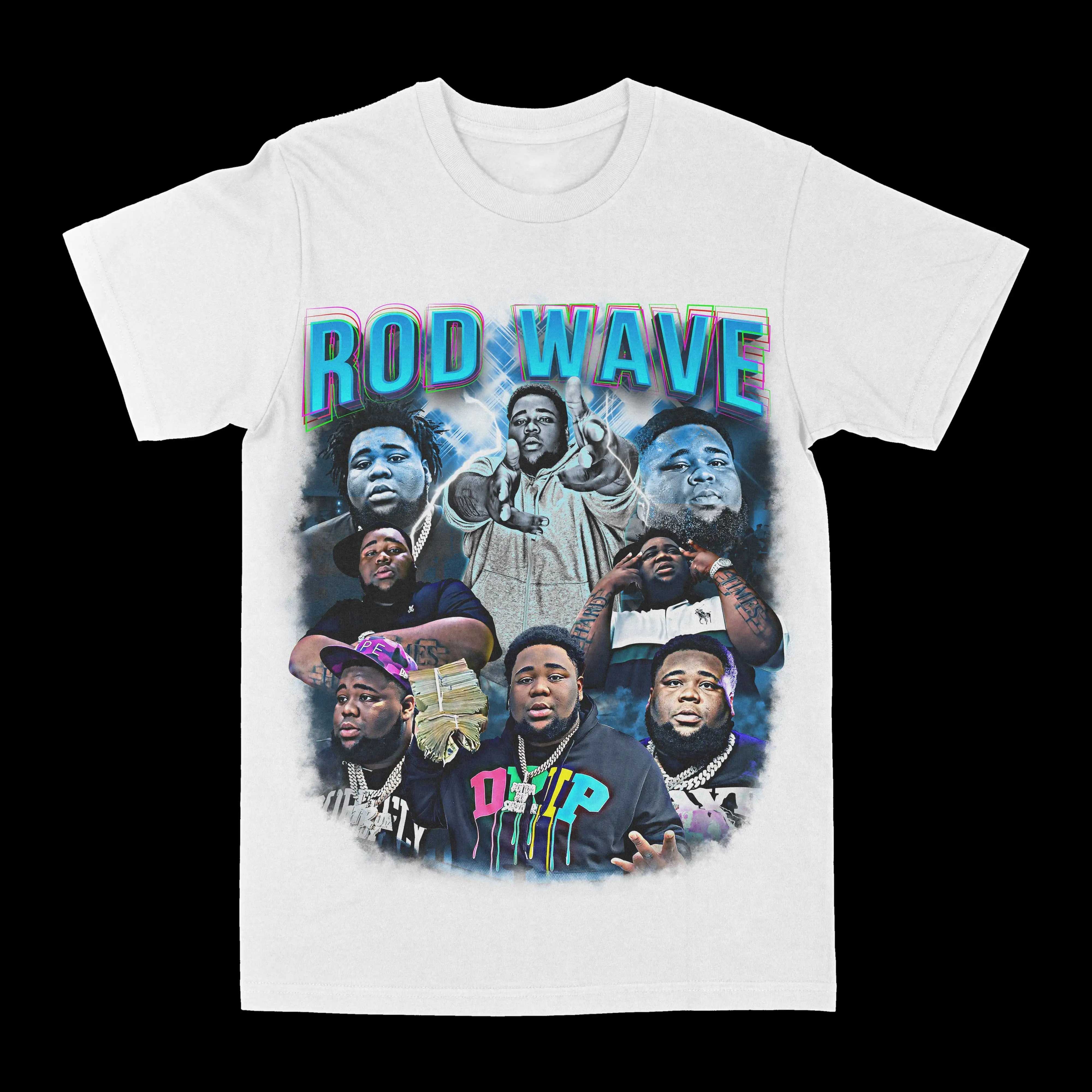 

Rod Wave Rapper Pattern Printed T-shirts. Summer Luxury Brand Pure Cotton Men's and Women's T-shirts with Short Sleeves