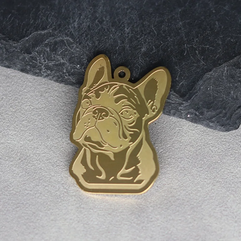 2pcs Stainless Steel Charms French Bulldog Dog Men\'s Trendy Punk Necklace Pendant for Bracelets Jewelry Making Craft Accessories