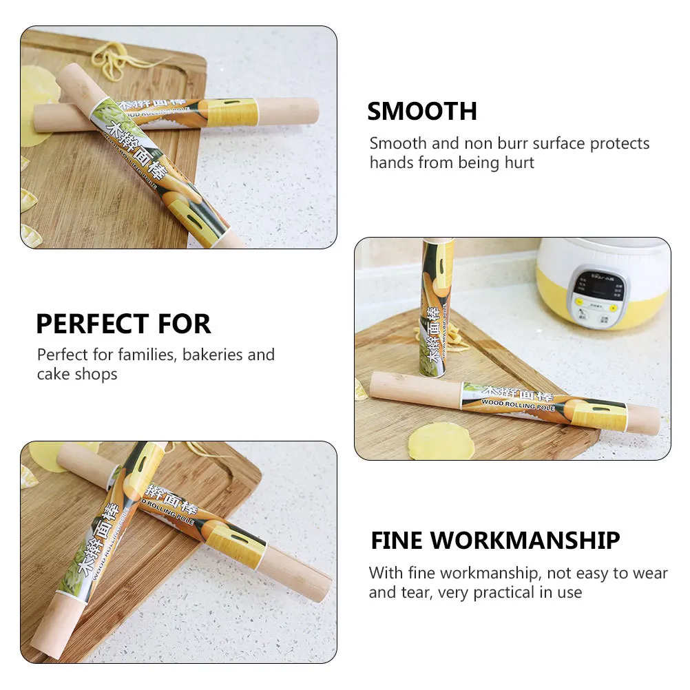 

10Pcs Wood Rolling Pin Non Stick Smooth Surface Kitchen Baking Tool for Dough Pasta Dumpling Cake Bread Roller