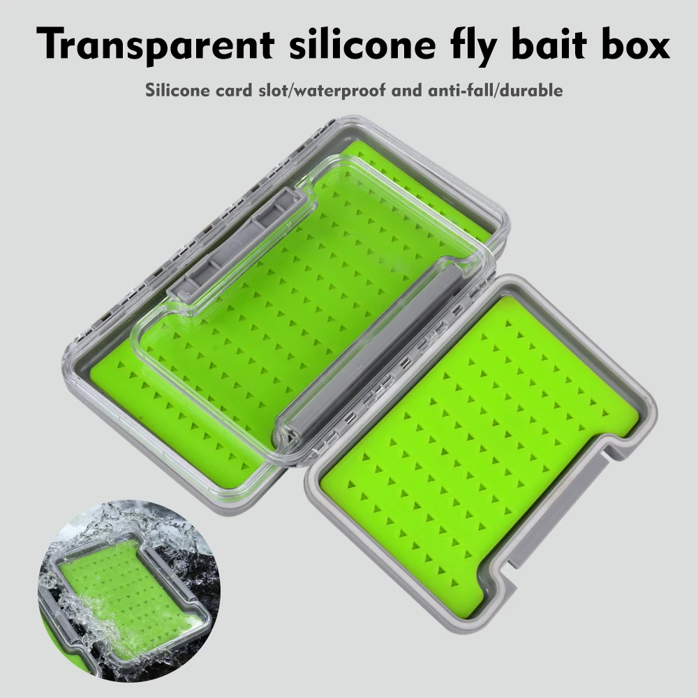 Proberos 100% Wasserdichte Rostschutz-Fliegenbox 1 Stück Silikonpolster Schaumstoff Transparente Angelbox Angel-Aufbewahrungsboxen – Detail 4