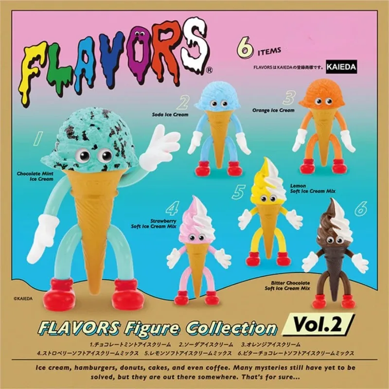 FLAVORS Ice Cream Man P2 Twisted Egg Kenelephant Cone Man Ice Cream Tide Play Figures Desktop Ornaments Birthday Gift Collection