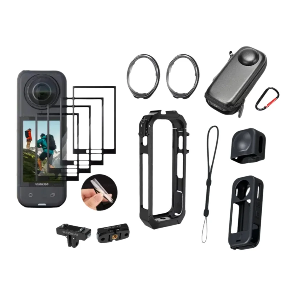 Protection d'écran en verre pour DJI Insta360 X4 Air, protection d'objectif en verre trempé, étui de protection en silicone, adaptateur magnétique en métal