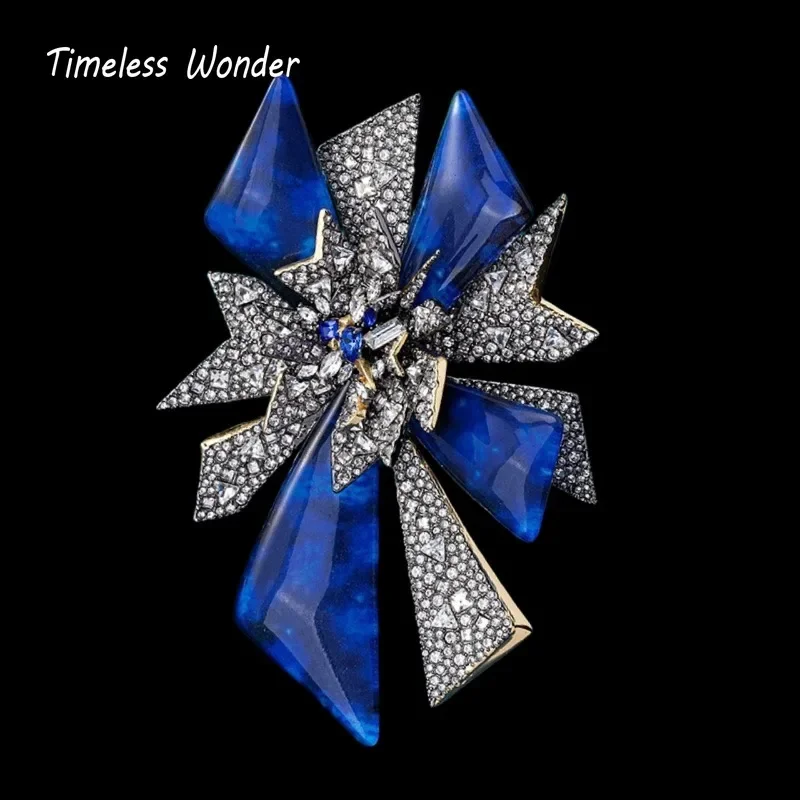 

Timeless Wonder Fancy Zircon Geo Statement Brooch Pins for Women Designer Jewelry Runway Rare Trendy Cute Gift Top 4344